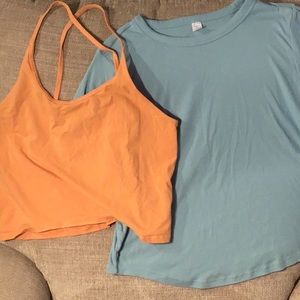 2 crop tops. American Eagle and ultralite